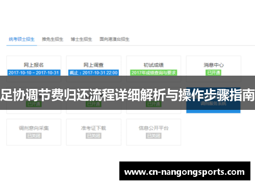 足协调节费归还流程详细解析与操作步骤指南